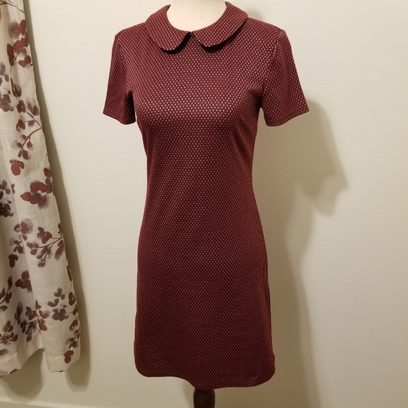 Forever 21 Dresses & Skirts - Forever 21 plum houndstooth short sleeve mod mini dress with peter pan collar